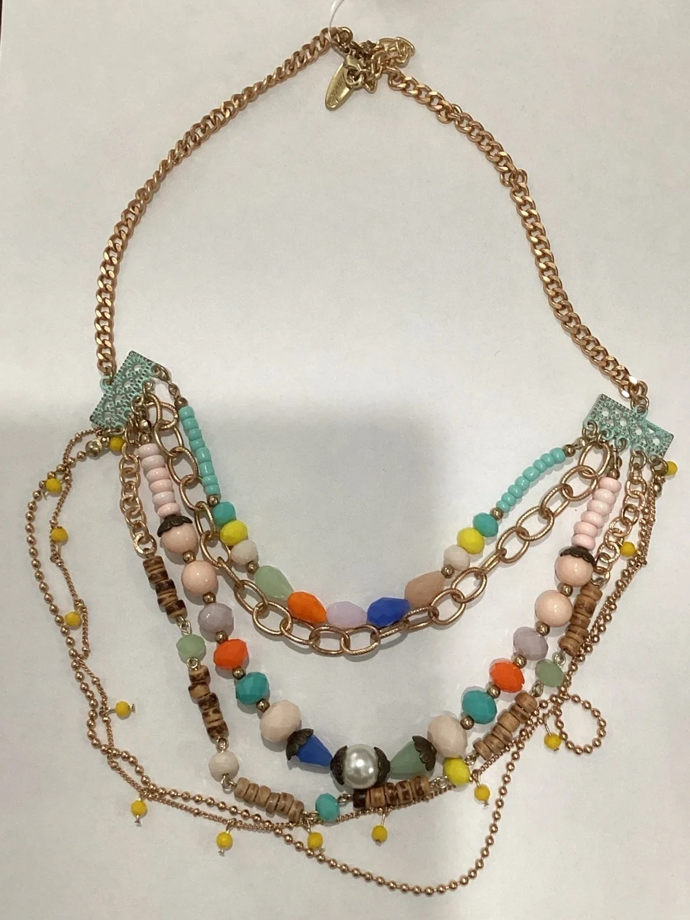 Multi-Color Bead Layered Statement Necklace